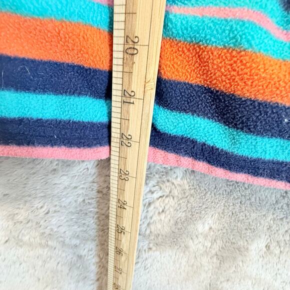 Lands End Fleece Rainbow Stripe Jacket Zip Up Hood L Large 14 Girls - Picture 7 of 8